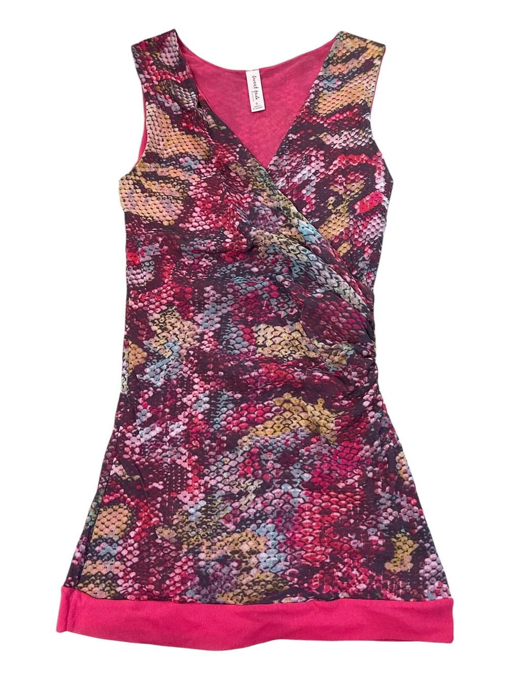 Sweet Pea by Stacy Frati Pink Multi-Color Snake Print Mesh Tank Top